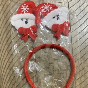Festive Santa Headband with Red and White Accents